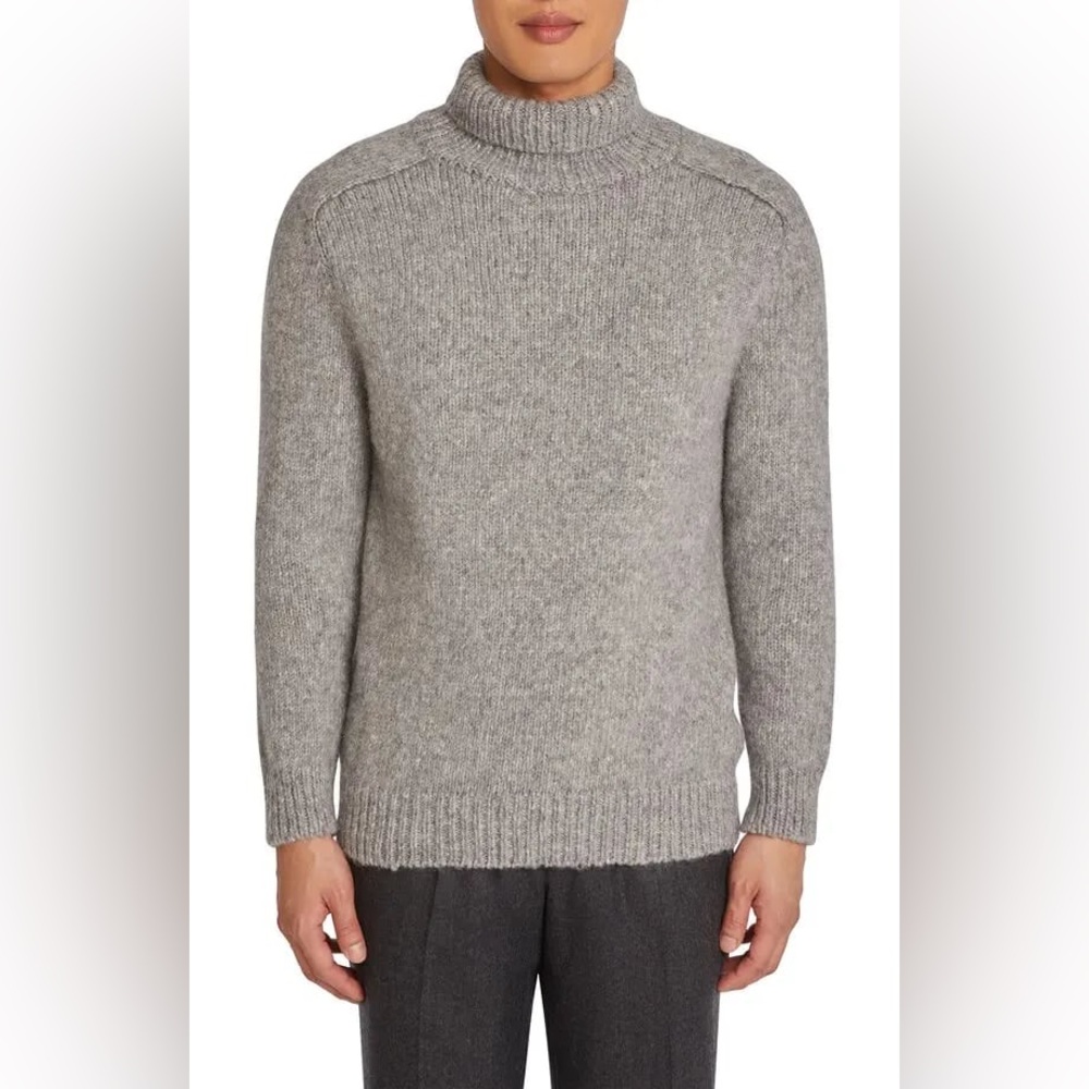 Jack Victor Alpaca Blend Turtleneck Sweater Pale Grey Size XL